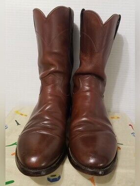 Justin Men's Bay Apache Cowhide Leather Roper Western Cowboy Boots 3408 9D Brown